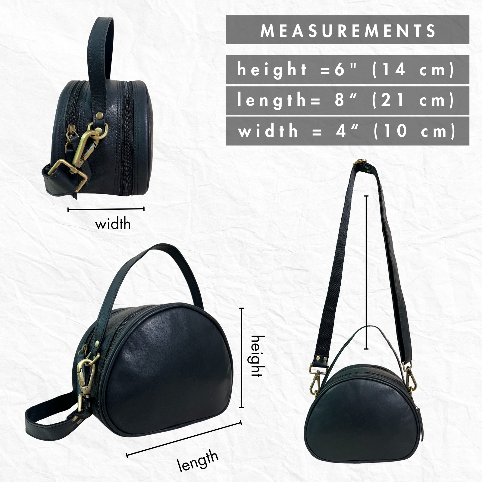 Madosh Women's Genuine Leather Handbag Purse – Minimalist Small Crossbody Bag with Detachable Strap & Top Handle, Handmade for Everyday & Evening Use